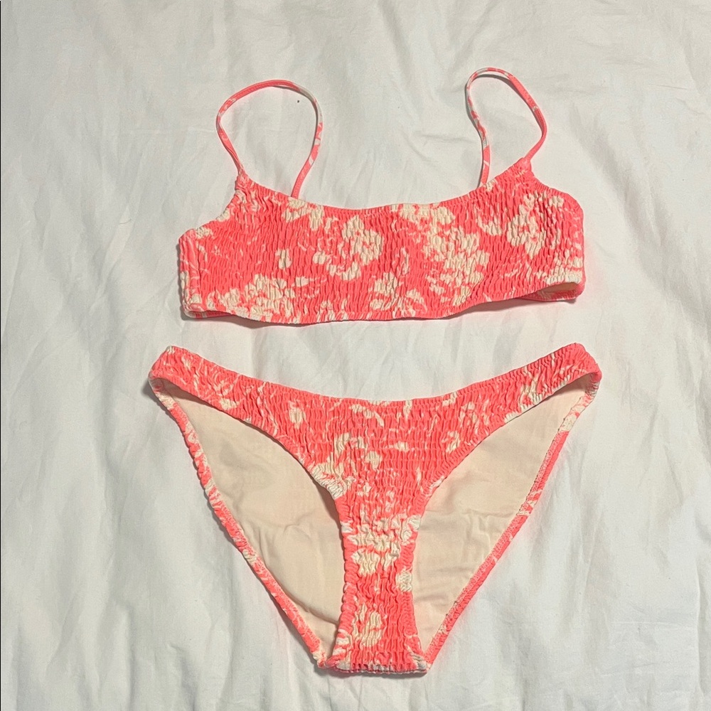 Triangl Swimwear Coral and Cream Bikini